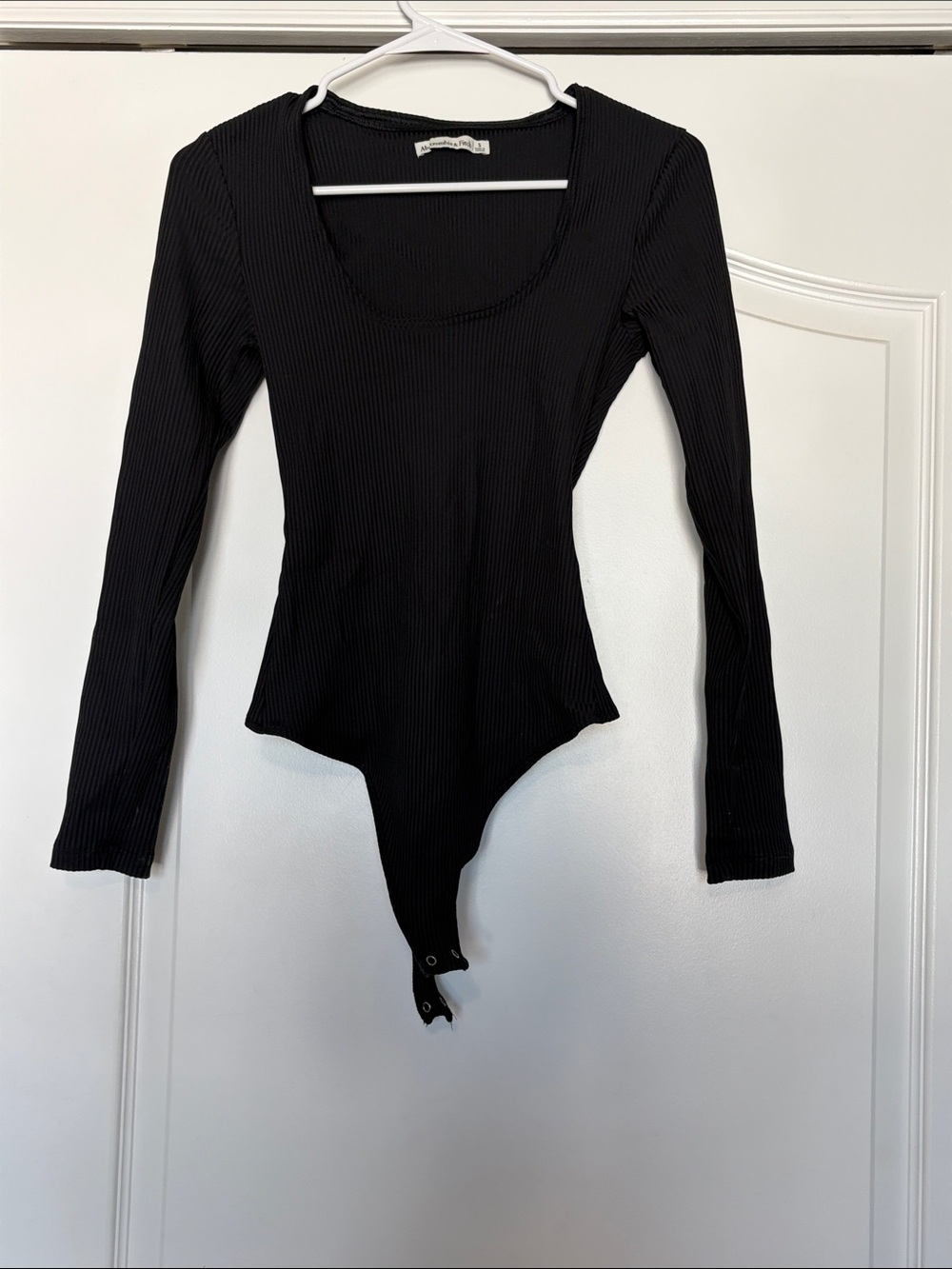Abercrombie & Fitch Black Ribbed Long-Sleeve Bodysuit